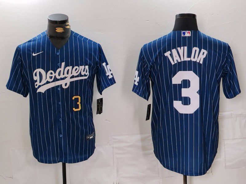 Men Los Angeles Dodgers #3 Taylor Blue Stripe Game 2024 Nike MLB Jersey style 2->los angeles dodgers->MLB Jersey